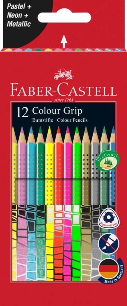 Periodic cross Night Spalvoti pieštukai Faber-Castell Grip, 12 neoninių spalvų - Spalvoti ir  akvareliniai pieštukai - CHARLOT