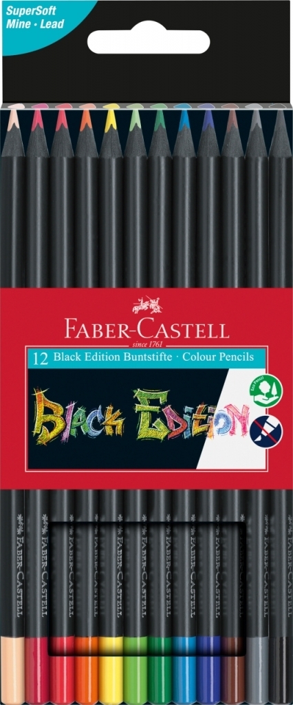 player Retaliate shorthand Spalvoti pieštukai Faber-Castell, Black Edition, 12 spalvų - Spalvoti ir  akvareliniai pieštukai - CHARLOT